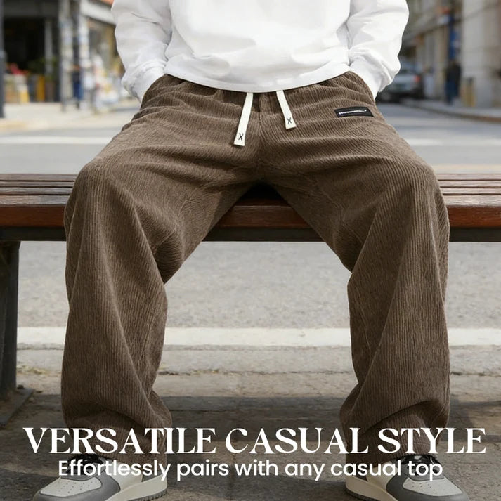 Men's Loose-Fit Drawstring Pants with Pockets